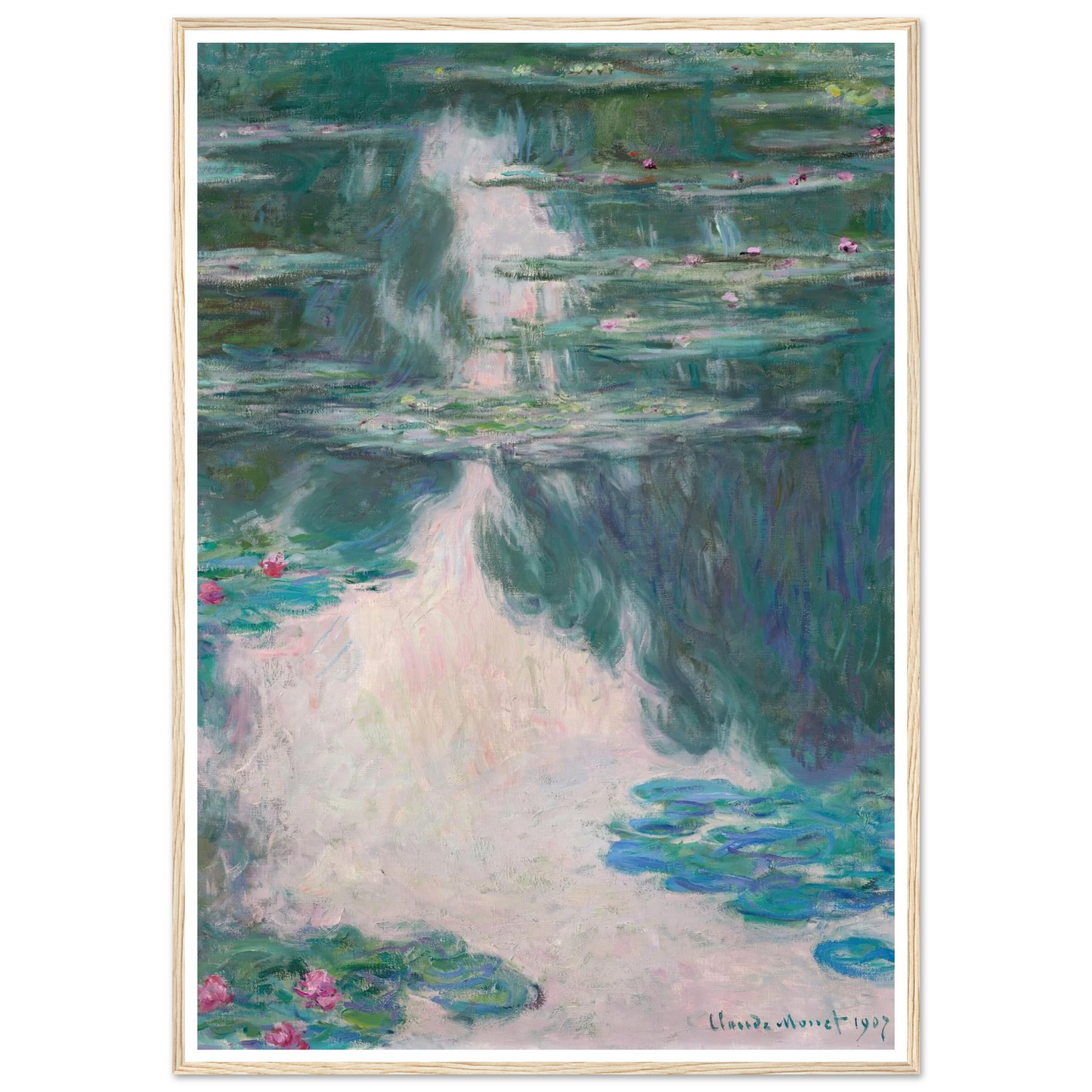 Nymphéas, temps gris (1907) Art Print | Claude Monet - Framed Poster - 30x40 cm / 12x16″ - Black frame