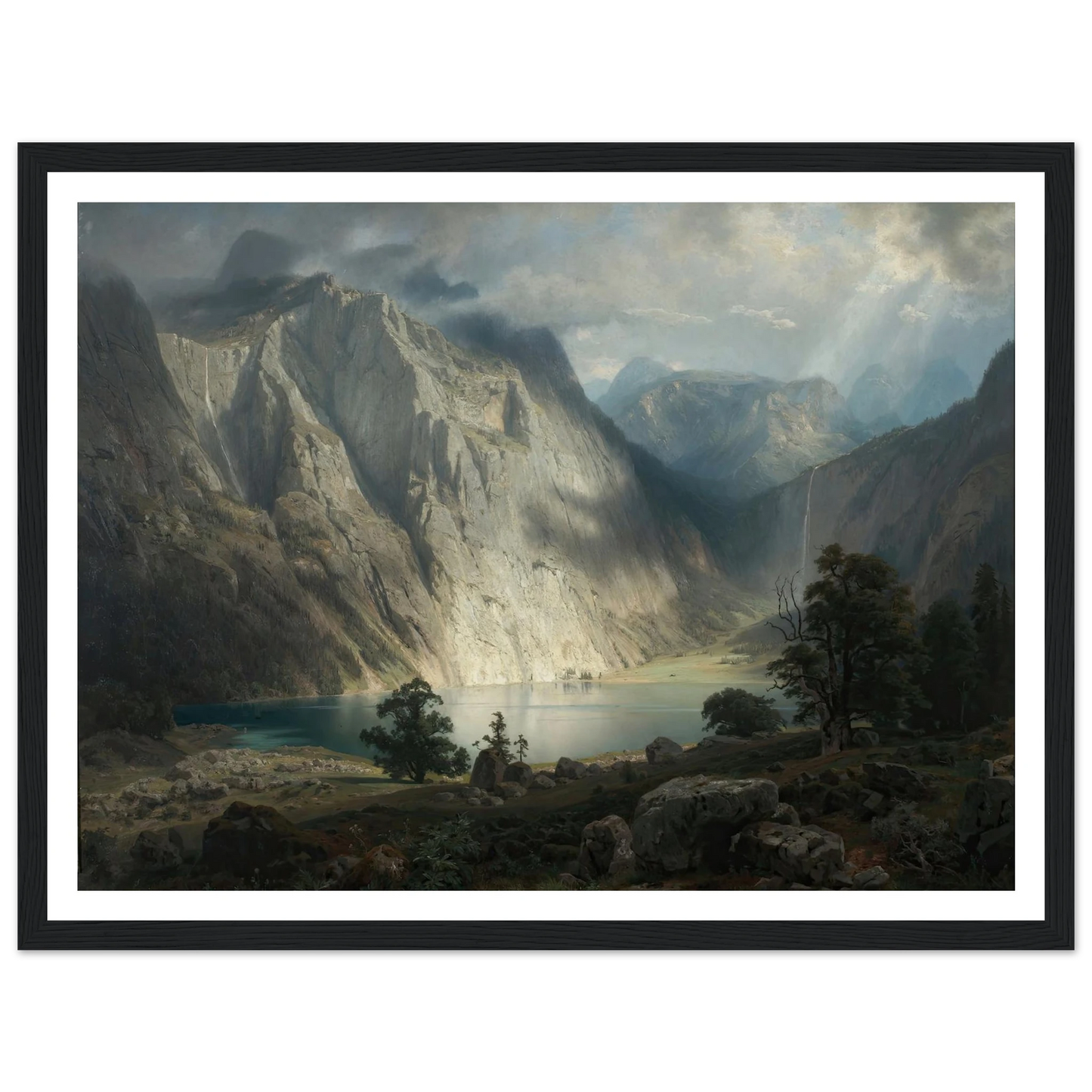 Obersee bei Berchtesgaden (1858) Art Print | August Wilhelm Leu - Framed Poster - 30x40 cm / 12x16″ - Black frame