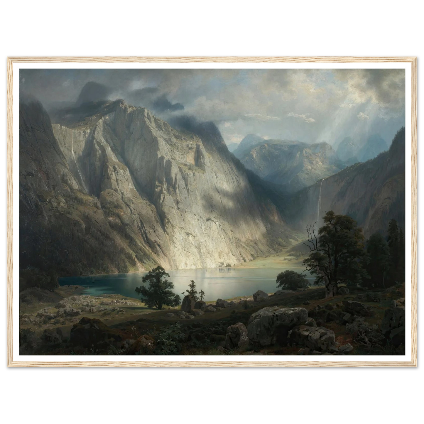 Obersee bei Berchtesgaden (1858) Art Print | August Wilhelm Leu - Framed Poster - 30x40 cm / 12x16″ - Black frame