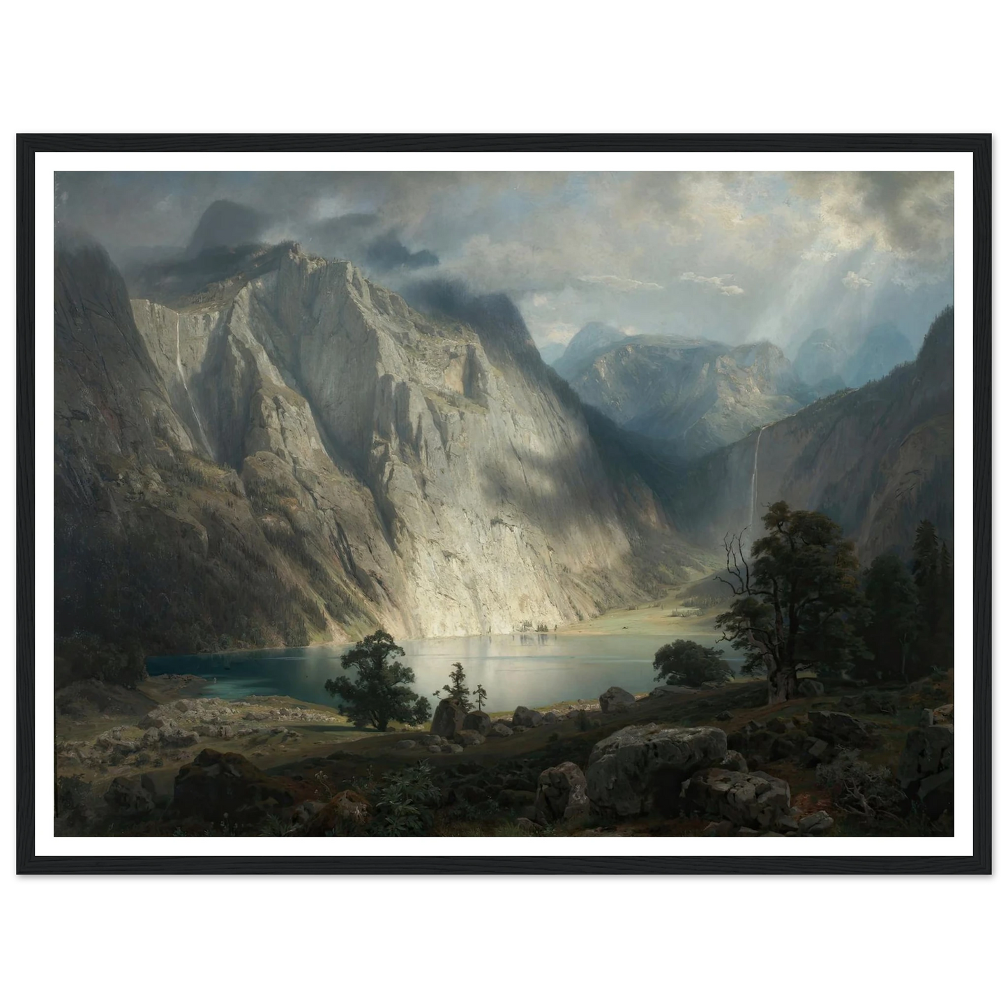 Obersee bei Berchtesgaden (1858) Art Print | August Wilhelm Leu - Framed Poster - 30x40 cm / 12x16″ - Black frame
