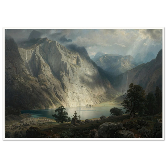 Obersee bei Berchtesgaden (1858) Art Print | August Wilhelm Leu - Framed Poster - 30x40 cm / 12x16″ - Black frame