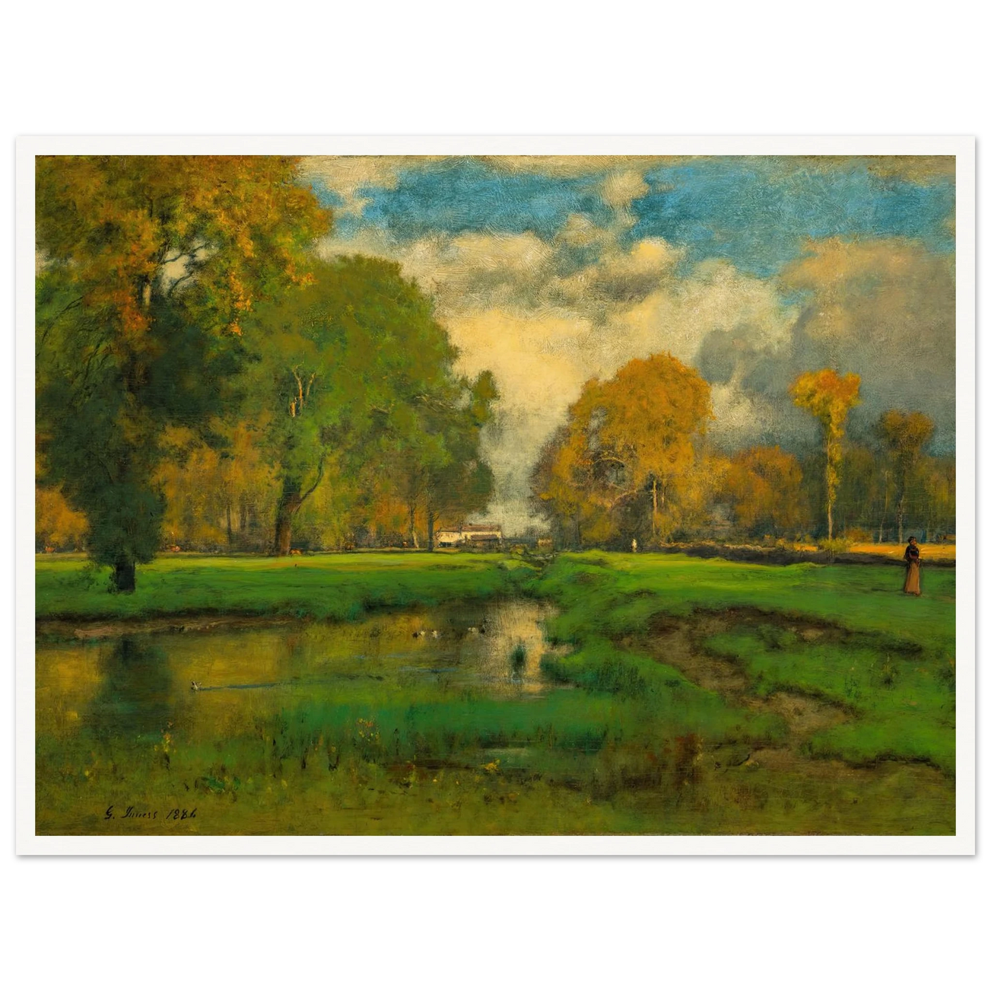 October (1882) Art Print | George Inness - Framed Poster - 30x40 cm / 12x16″ - Black frame