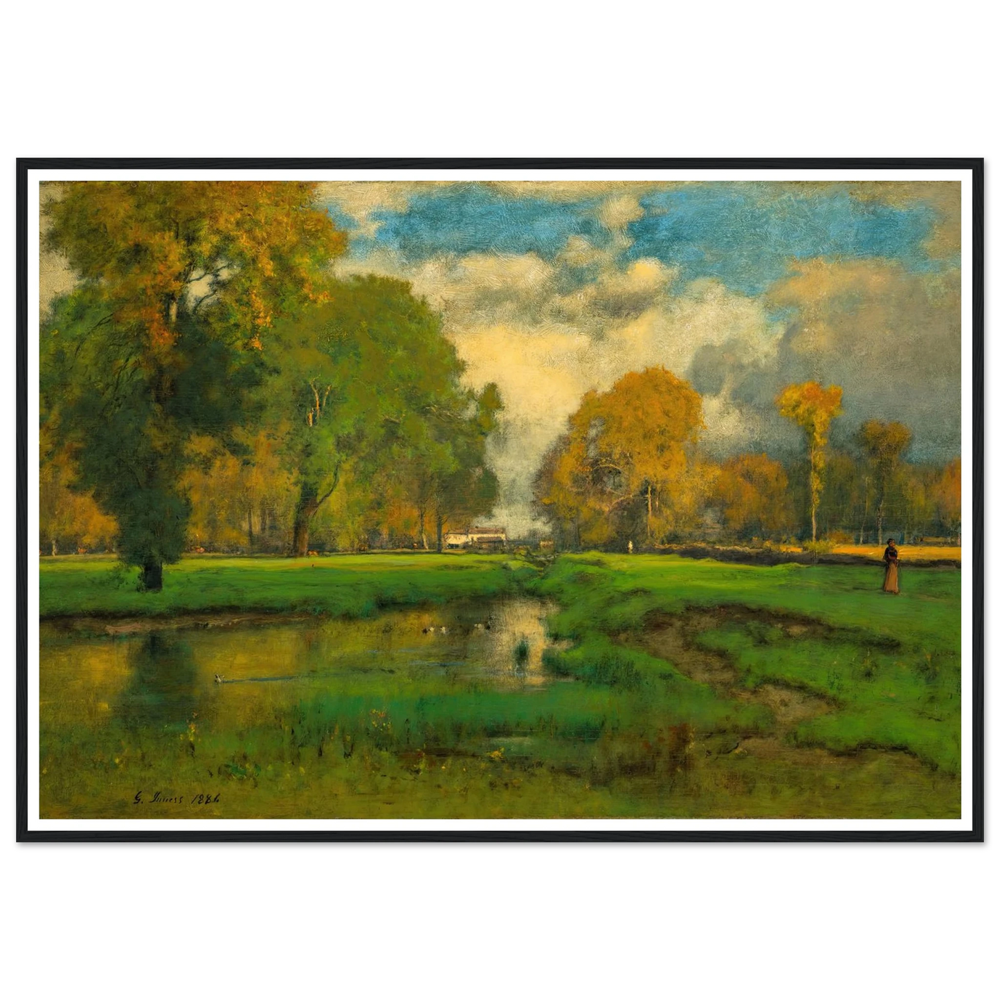 October (1882) Art Print | George Inness - Framed Poster - 30x40 cm / 12x16″ - Black frame