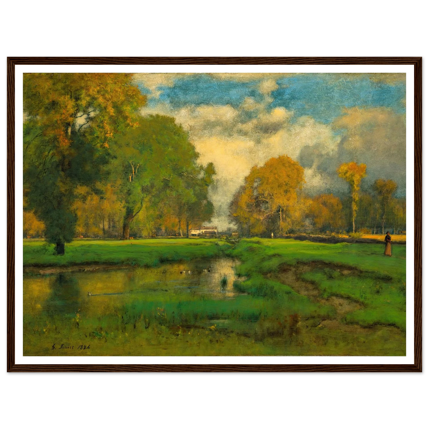 October (1882) Art Print | George Inness - Framed Poster - 30x40 cm / 12x16″ - Black frame