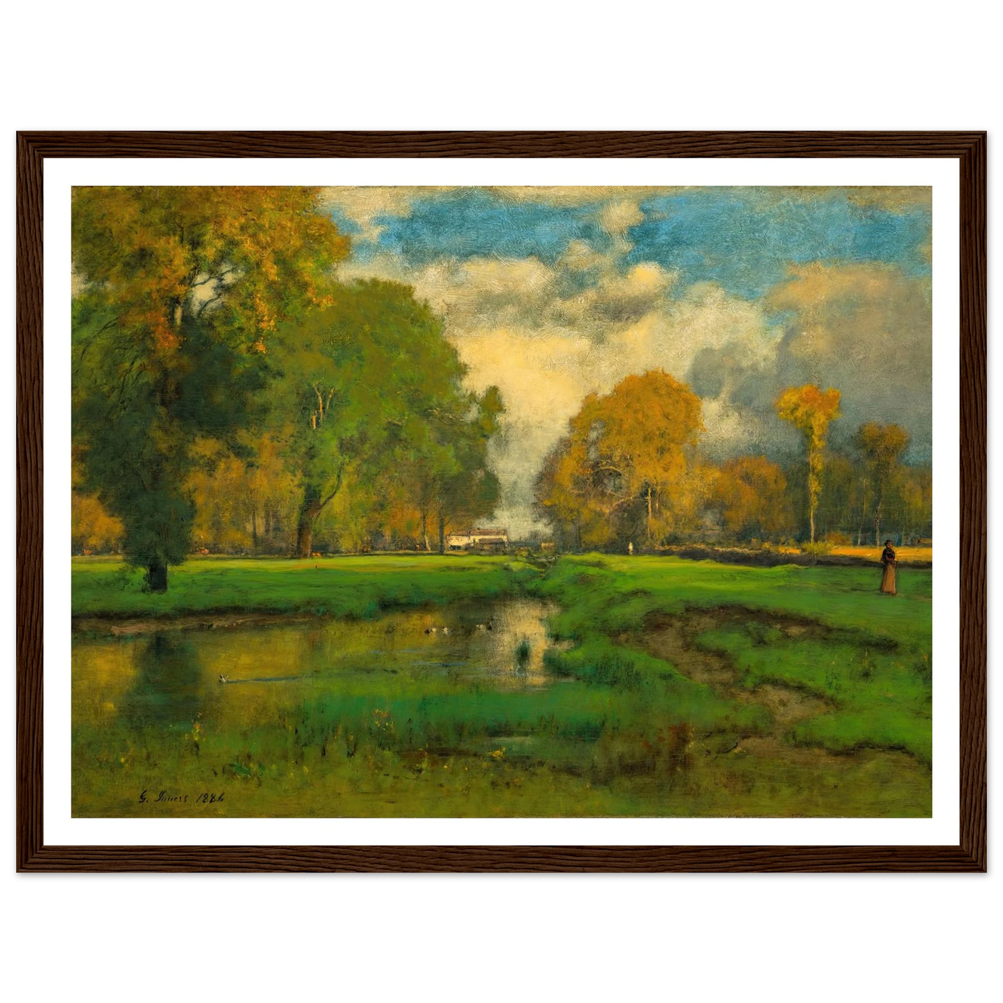October (1882) Art Print | George Inness - Framed Poster - 30x40 cm / 12x16″ - Black frame