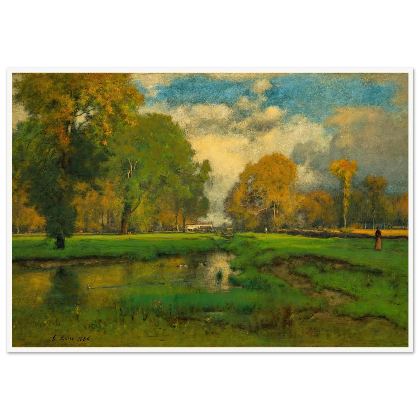 October (1882) Art Print | George Inness - Framed Poster - 30x40 cm / 12x16″ - Black frame