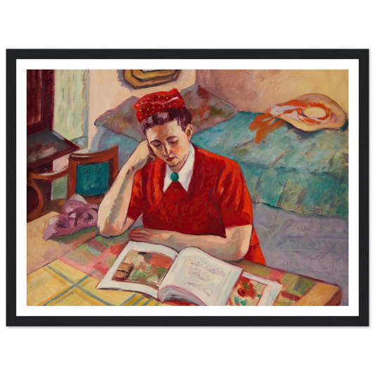 Odette au turban rouge (1947) Art Print | Henri Manguin - Framed Poster - 30x40 cm / 12x16″ - Black frame