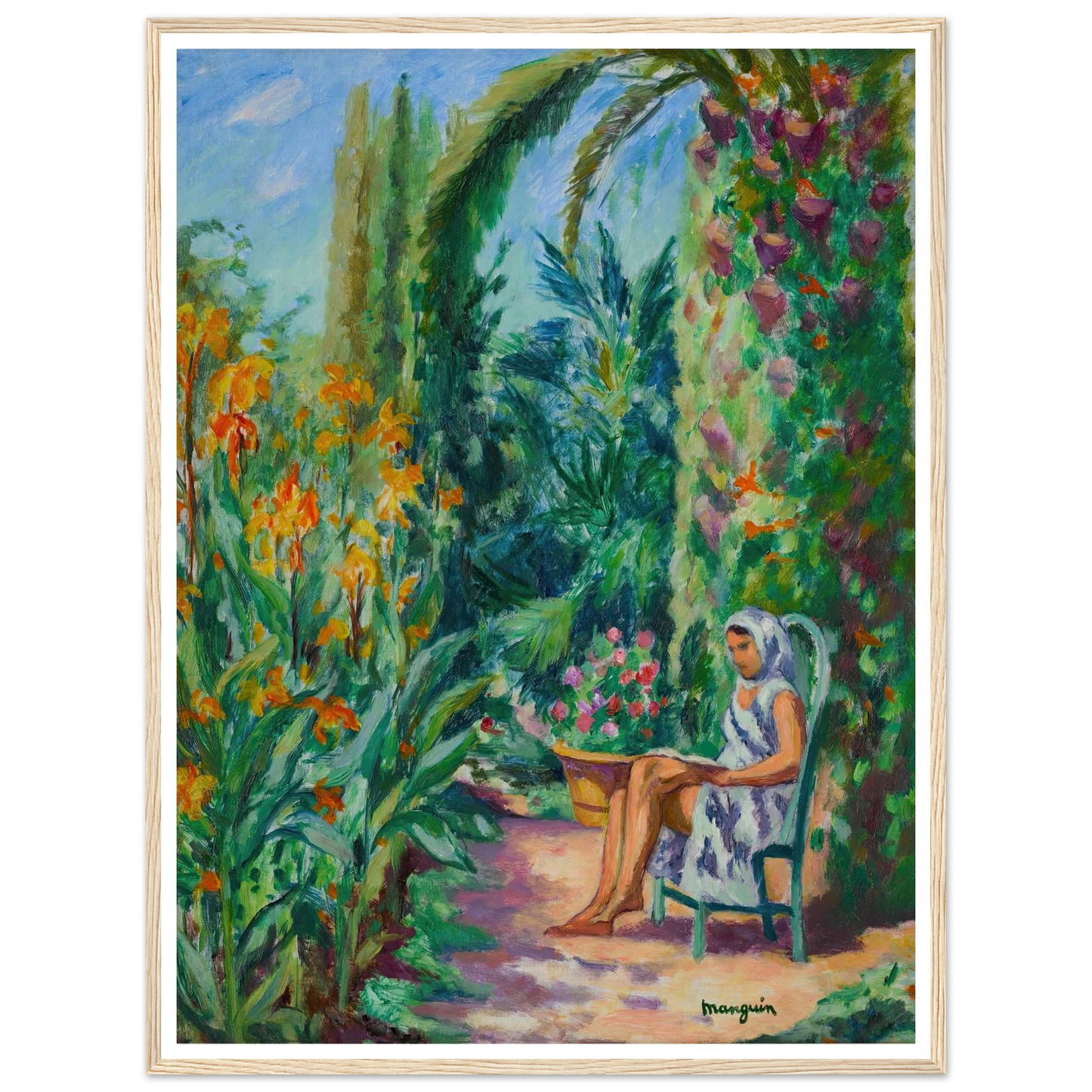 Odette dans le jardin de l’Oustalet (1933) Art Print | Henri Manguin - Framed Poster - 30x40 cm / 12x16″ - Black frame