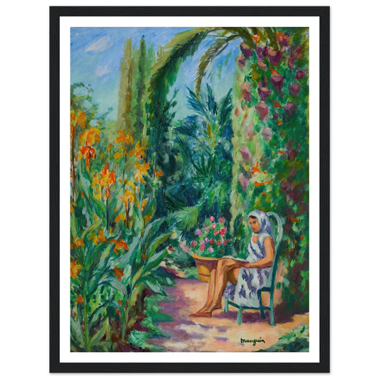 Odette dans le jardin de l’Oustalet (1933) Art Print | Henri Manguin - Framed Poster - 30x40 cm / 12x16″ - Black frame