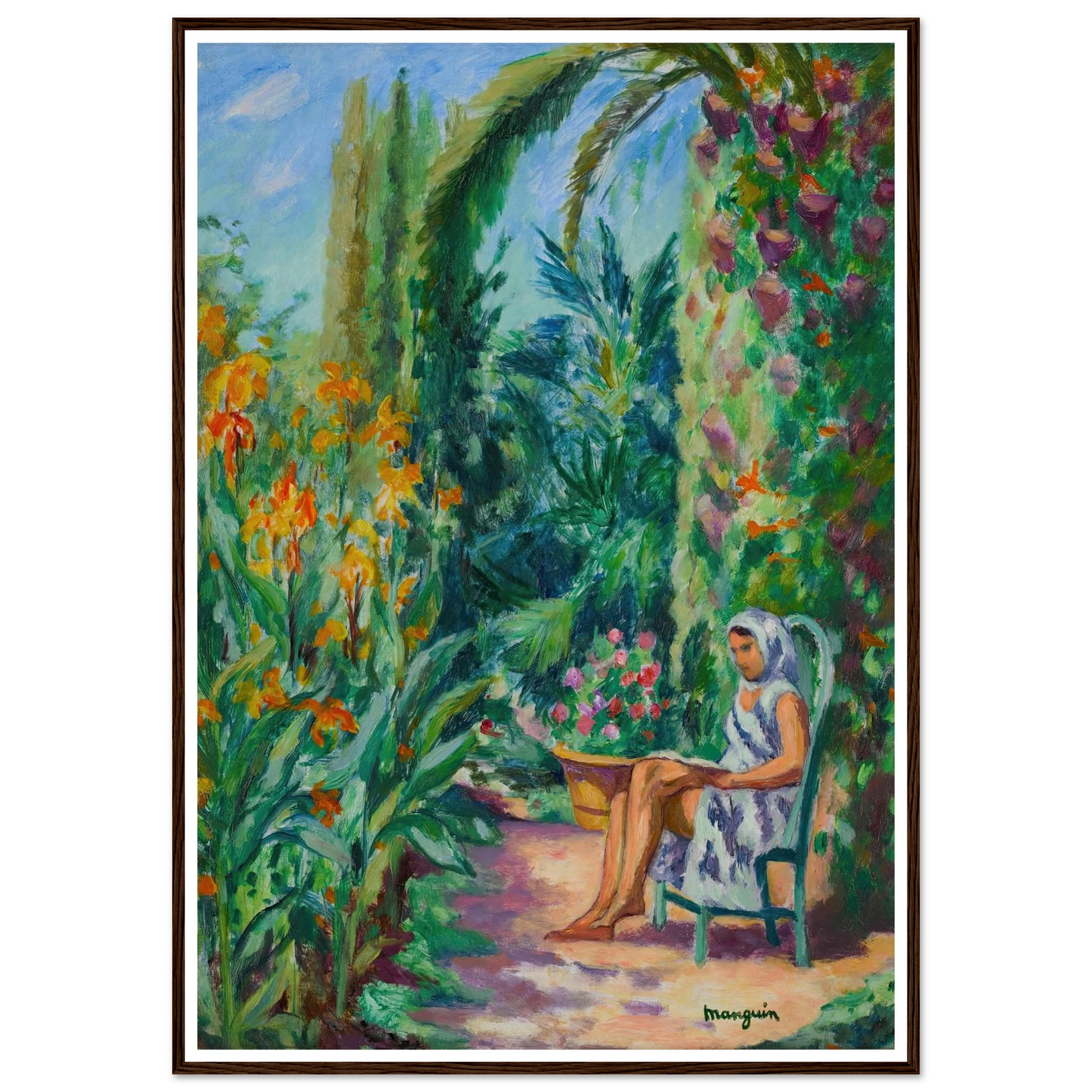 Odette dans le jardin de l’Oustalet (1933) Art Print | Henri Manguin - Framed Poster - 30x40 cm / 12x16″ - Black frame