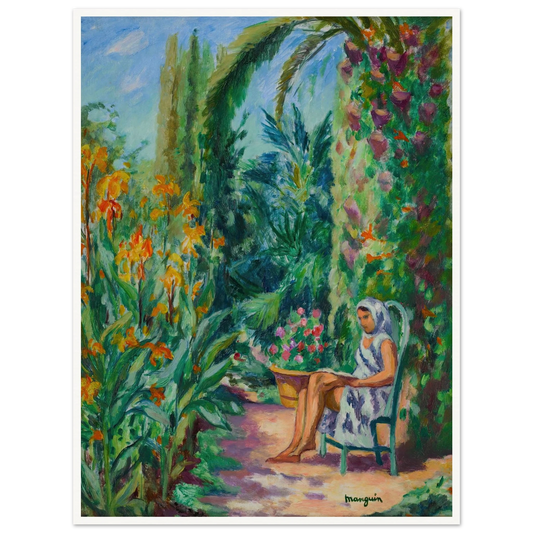 Odette dans le jardin de l’Oustalet (1933) Art Print | Henri Manguin - Framed Poster - 30x40 cm / 12x16″ - Black frame