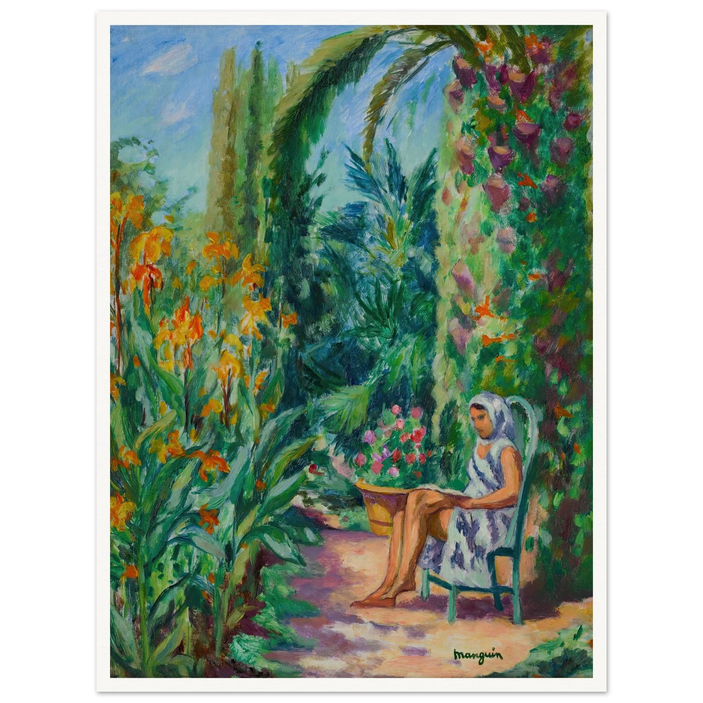 Odette dans le jardin de l’Oustalet (1933) Art Print | Henri Manguin - Framed Poster - 30x40 cm / 12x16″ - Black frame