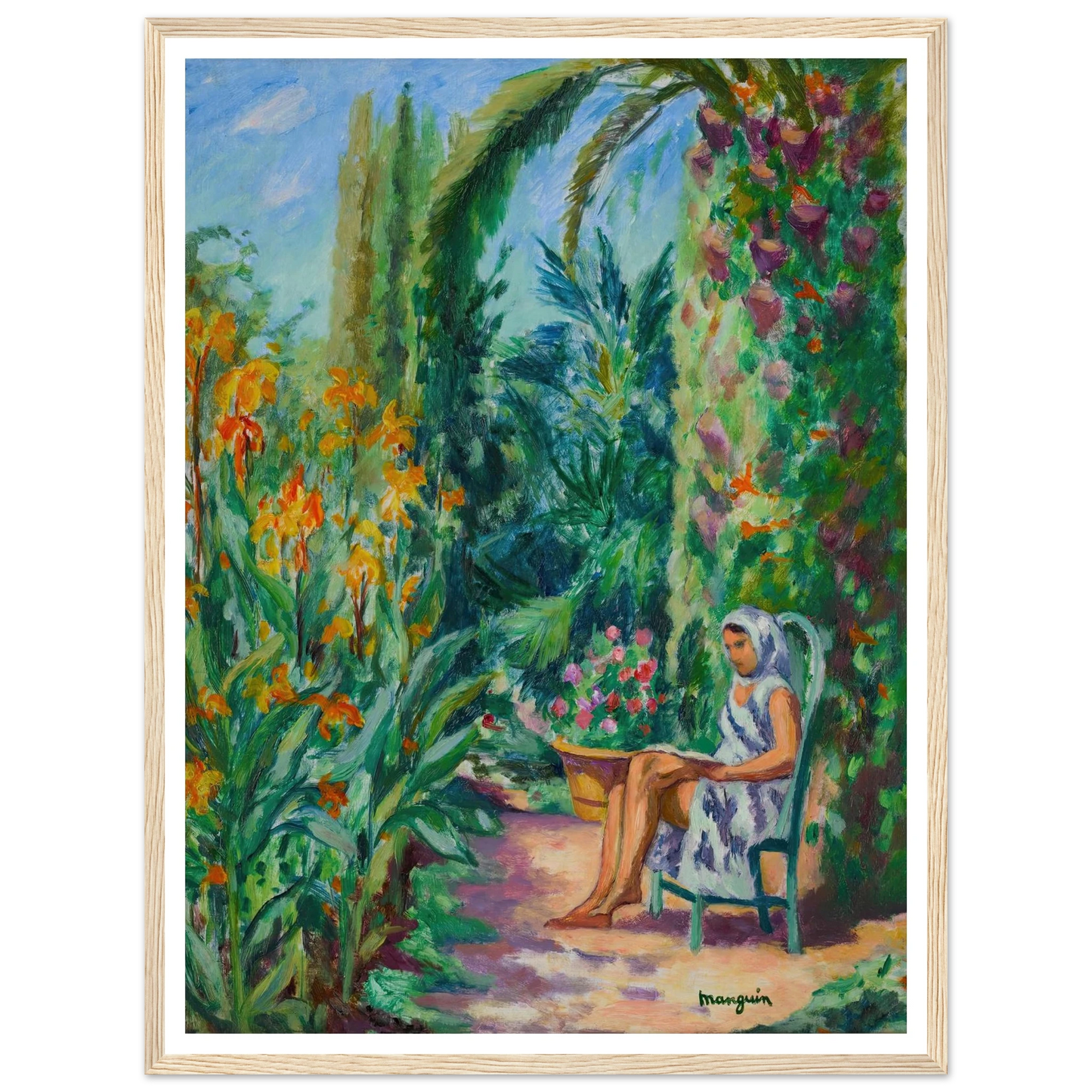 Odette dans le jardin de l’Oustalet (1933) Art Print | Henri Manguin - Framed Poster - 30x40 cm / 12x16″ - Black frame