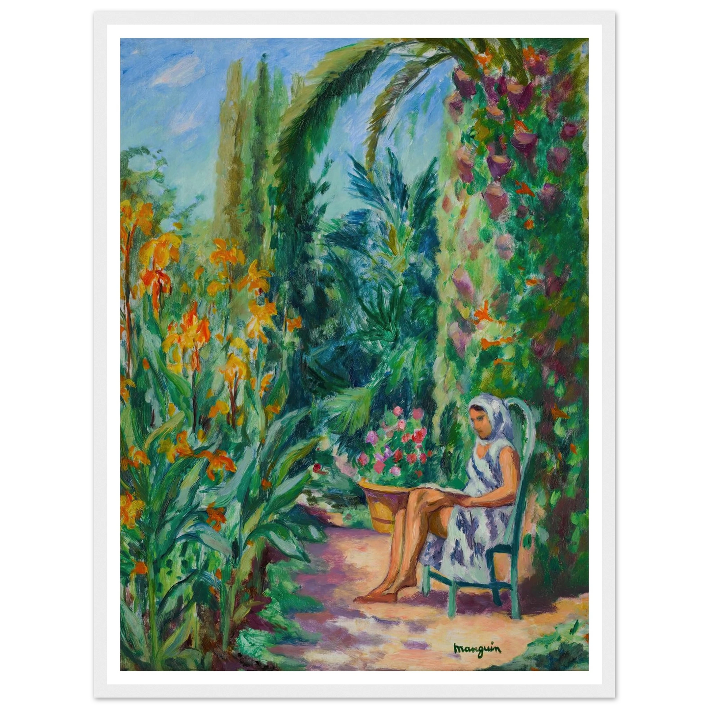 Odette dans le jardin de l’Oustalet (1933) Art Print | Henri Manguin - Framed Poster - 30x40 cm / 12x16″ - Black frame