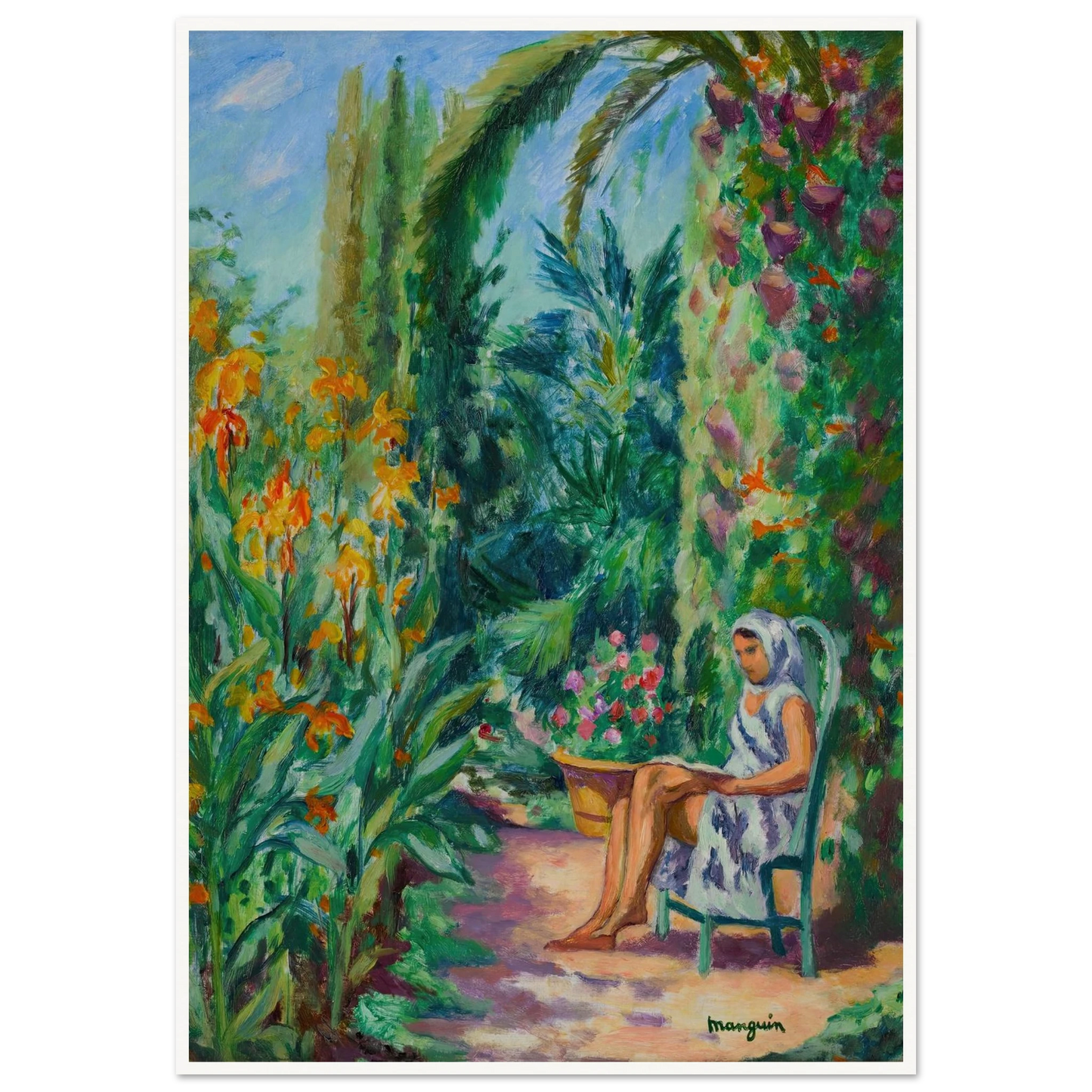 Odette dans le jardin de l’Oustalet (1933) Art Print | Henri Manguin - Framed Poster - 30x40 cm / 12x16″ - Black frame