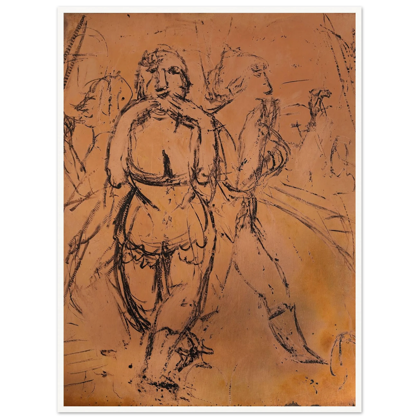 Ohne Titel (Kusshand werfende Zirkustänzerinnen) Art Print | Paul Kleinschmidt - Framed Poster - 30x40 cm / 12x16″ - Black frame