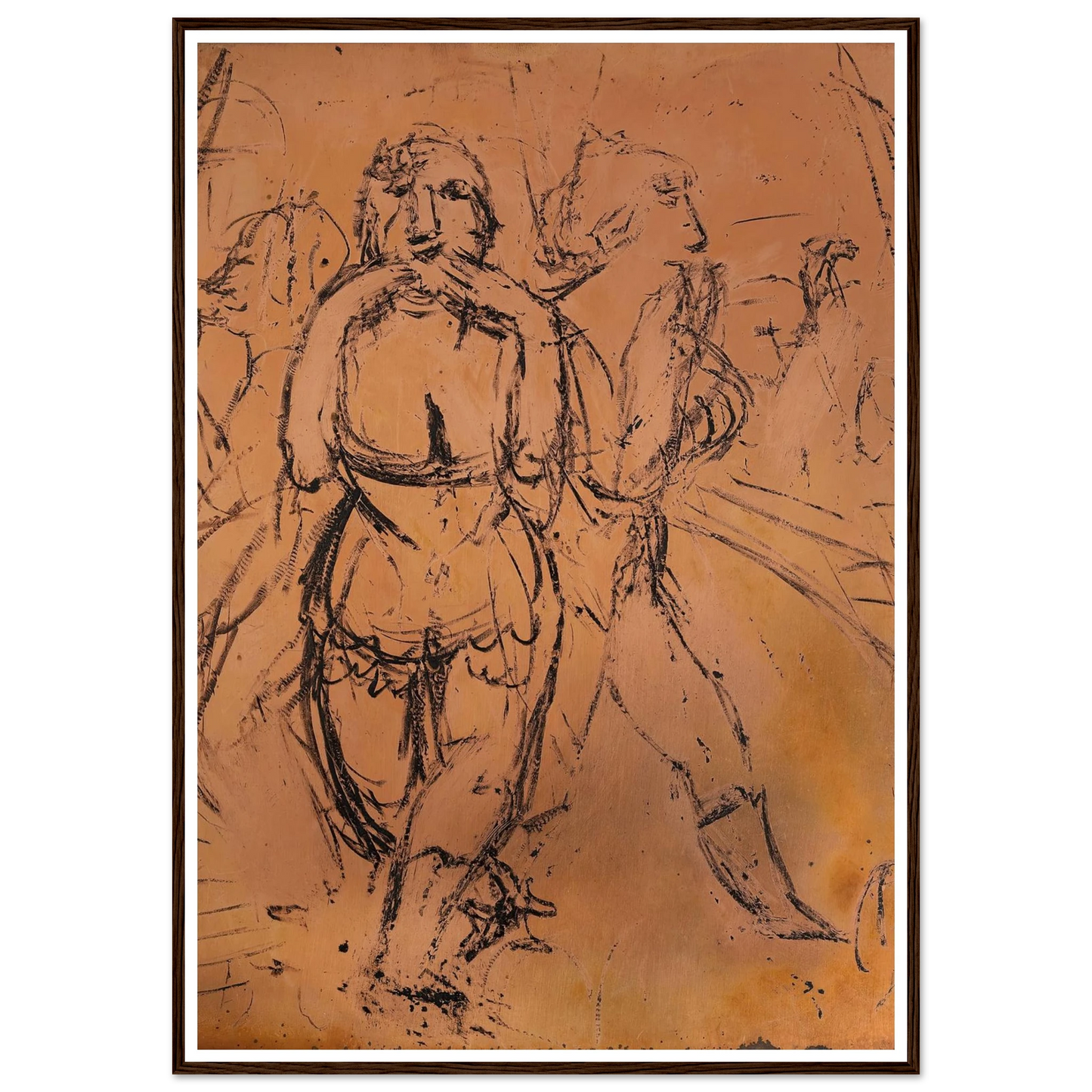 Ohne Titel (Kusshand werfende Zirkustänzerinnen) Art Print | Paul Kleinschmidt - Framed Poster - 30x40 cm / 12x16″ - Black frame