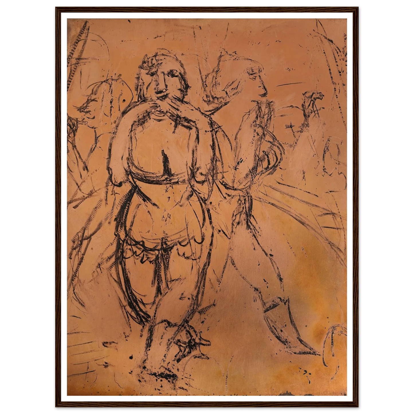 Ohne Titel (Kusshand werfende Zirkustänzerinnen) Art Print | Paul Kleinschmidt - Framed Poster - 30x40 cm / 12x16″ - Black frame