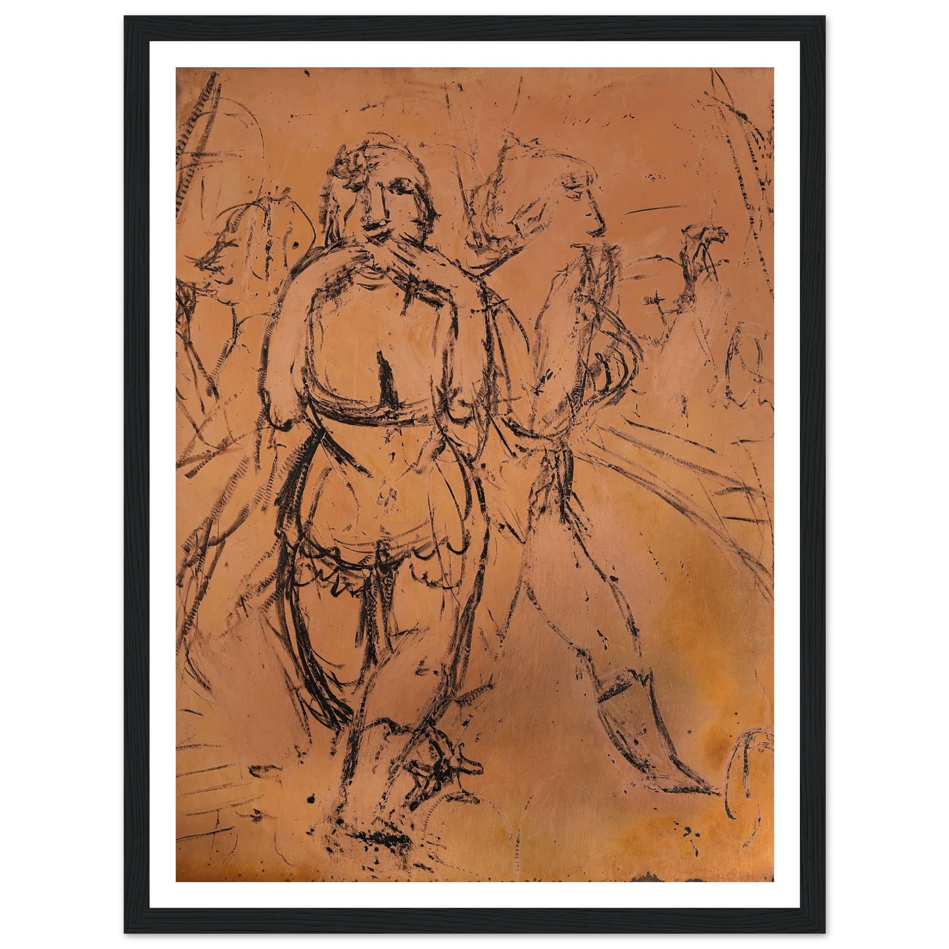 Ohne Titel (Kusshand werfende Zirkustänzerinnen) Art Print | Paul Kleinschmidt - Framed Poster - 30x40 cm / 12x16″ - Black frame