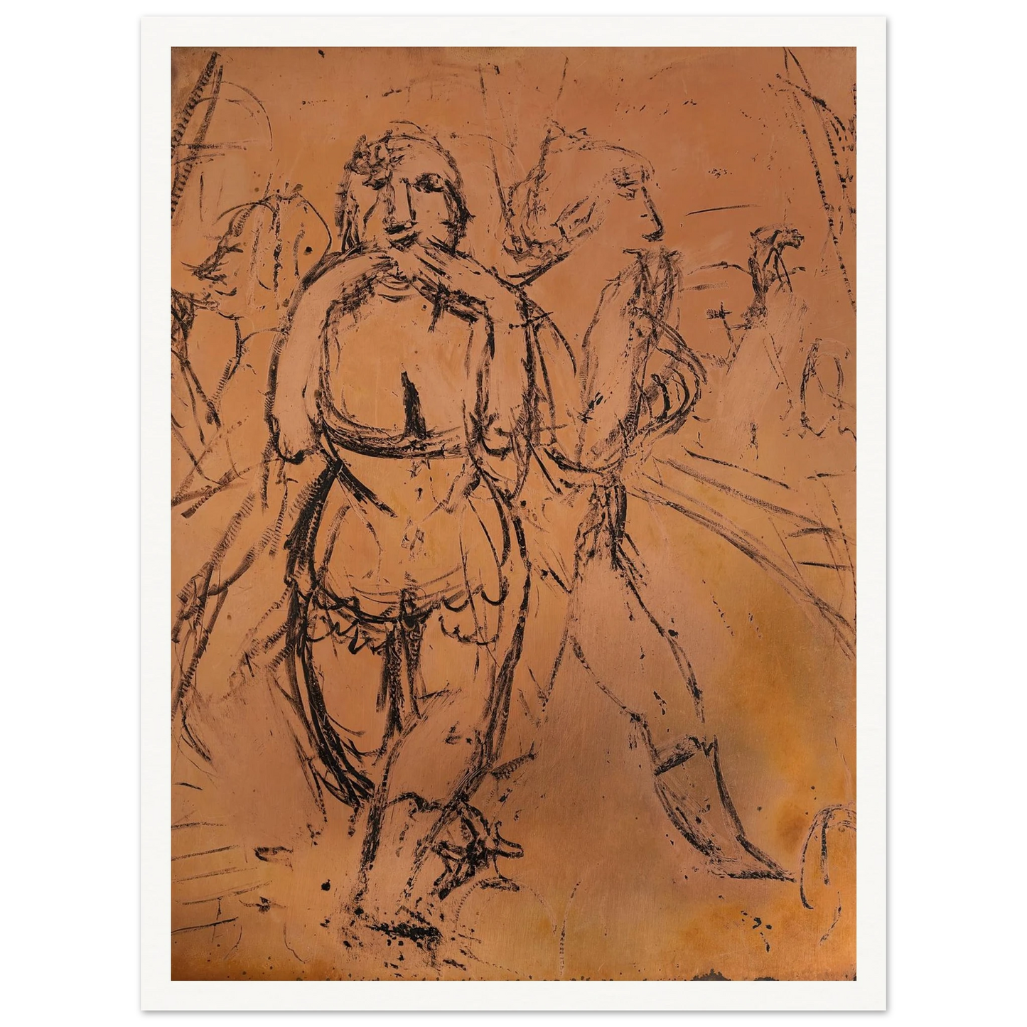 Ohne Titel (Kusshand werfende Zirkustänzerinnen) Art Print | Paul Kleinschmidt - Framed Poster - 30x40 cm / 12x16″ - Black frame