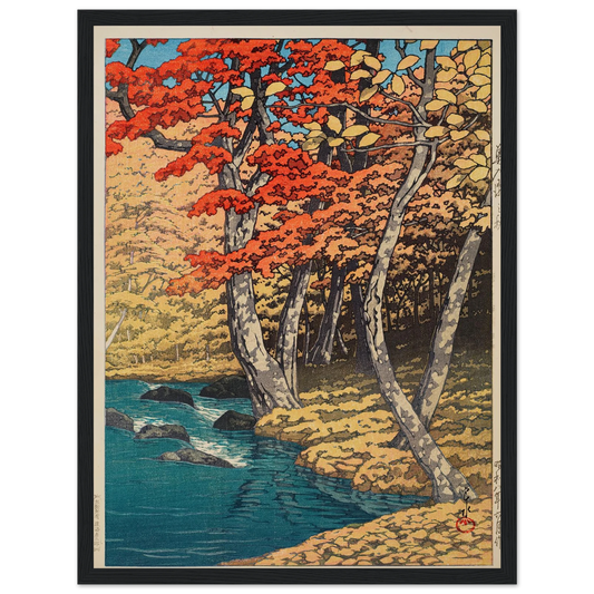Oirase no aki (Autumn at Oirase) (1933) Art Print | Kawase Hasui - Framed Poster - 30x40 cm / 12x16″ - Black frame