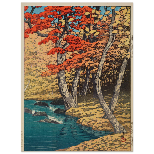 Oirase no aki (Autumn at Oirase) (1933) Art Print | Kawase Hasui - Framed Poster - 30x40 cm / 12x16″ - Black frame