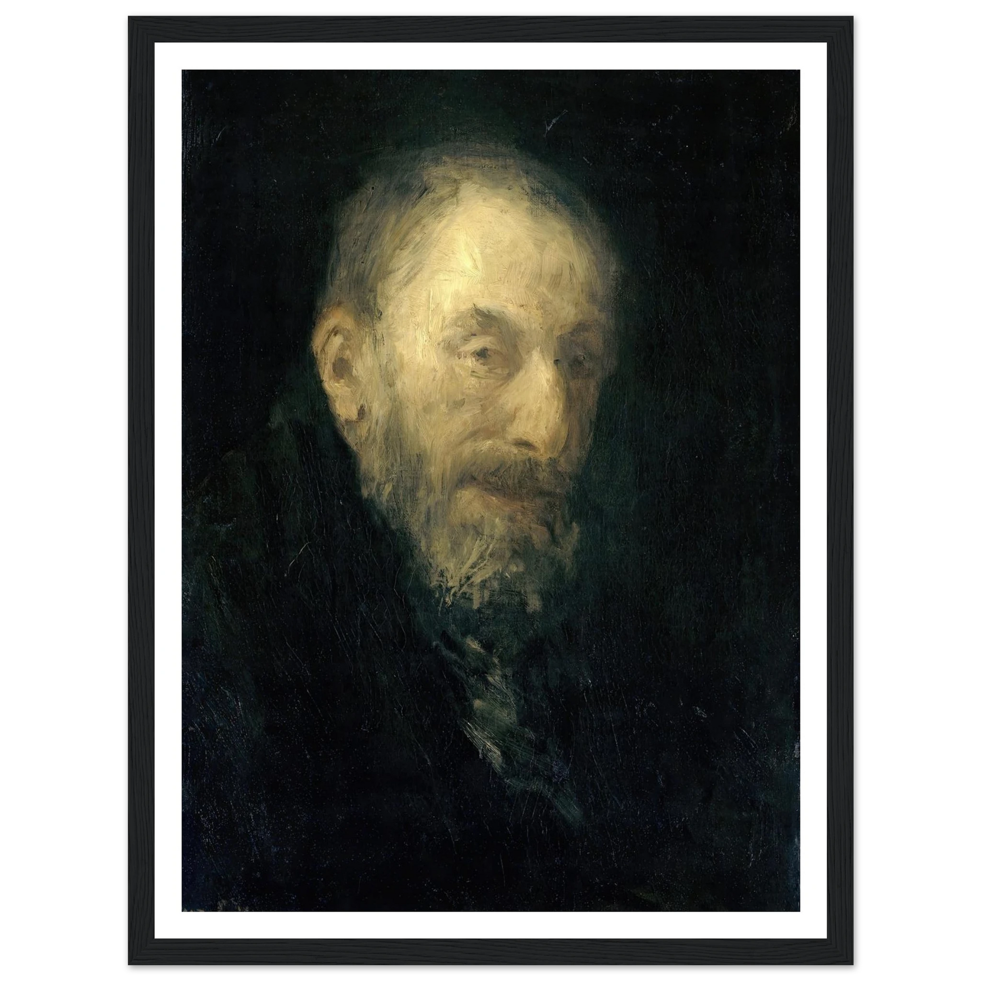 ‘Old Isaac’ (1896) Art Print | Jozef Israels - Framed Poster - 30x40 cm / 12x16″ - Black frame