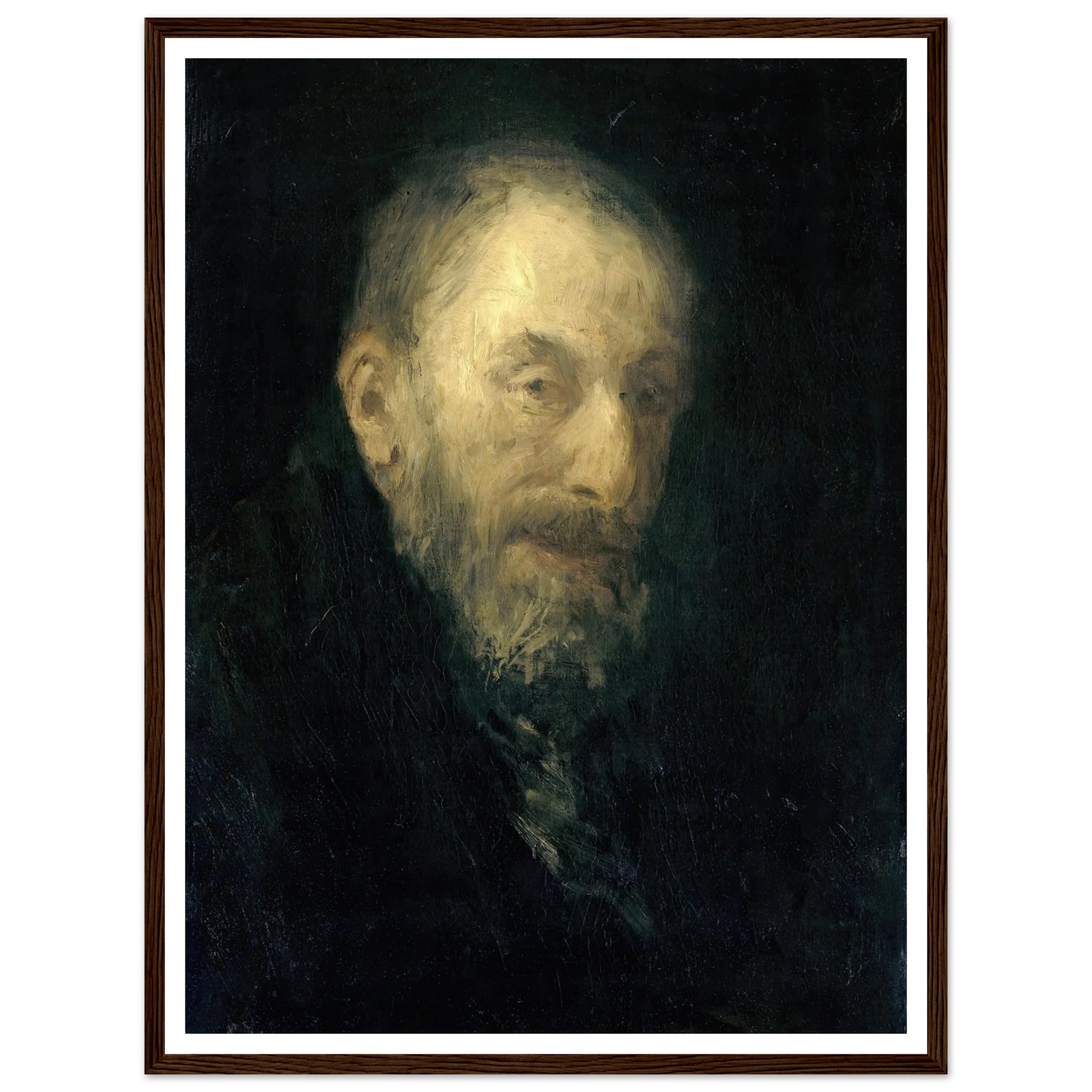 ‘Old Isaac’ (1896) Art Print | Jozef Israels - Framed Poster - 30x40 cm / 12x16″ - Black frame