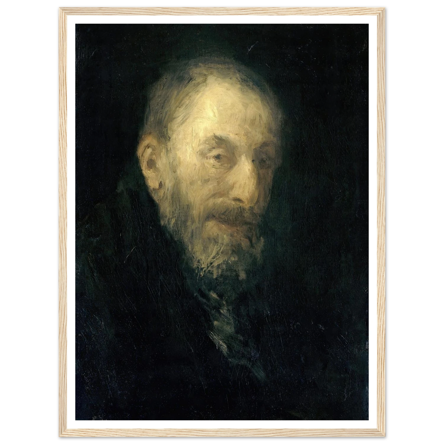 ‘Old Isaac’ (1896) Art Print | Jozef Israels - Framed Poster - 30x40 cm / 12x16″ - Black frame