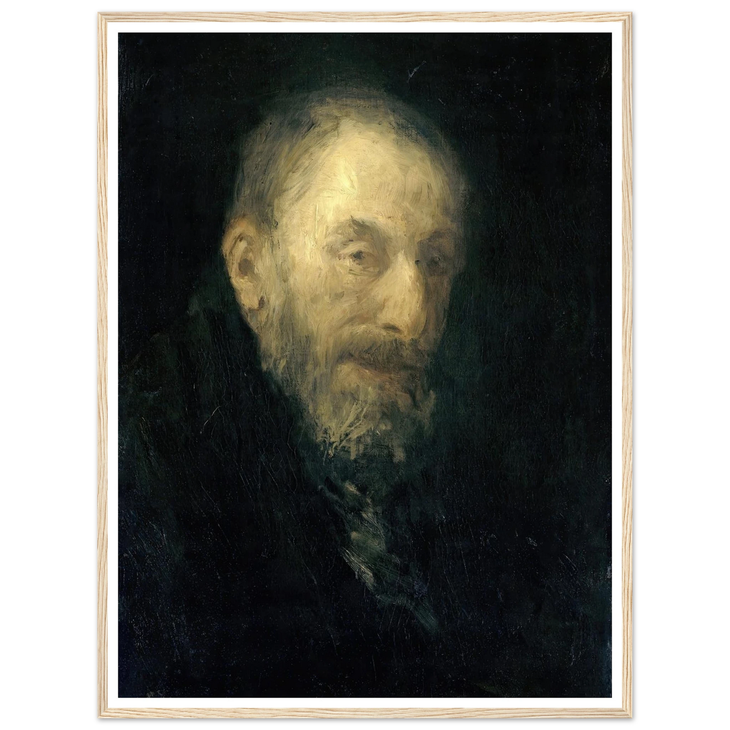 ‘Old Isaac’ (1896) Art Print | Jozef Israels - Framed Poster - 30x40 cm / 12x16″ - Black frame