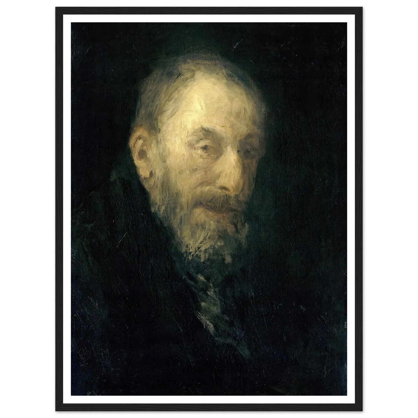 ‘Old Isaac’ (1896) Art Print | Jozef Israels - Framed Poster - 30x40 cm / 12x16″ - Black frame