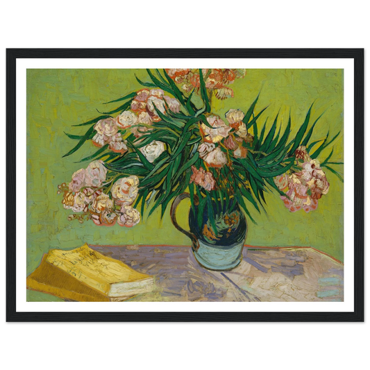 Oleanders (1888) Art Print | Vincent van Gogh - Framed Poster - 30x40 cm / 12x16″ - Black frame