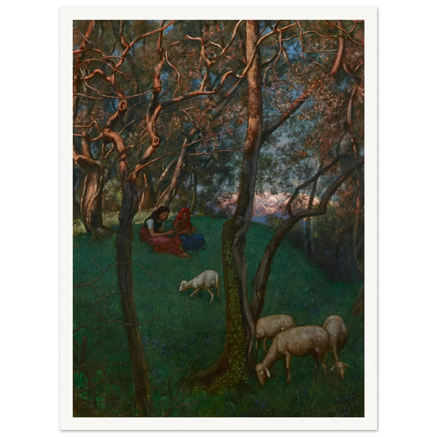 Olive Grove at Lake Garda (1892) Art Print | Hans Thoma - Framed Poster - 30x40 cm / 12x16″ - Black frame