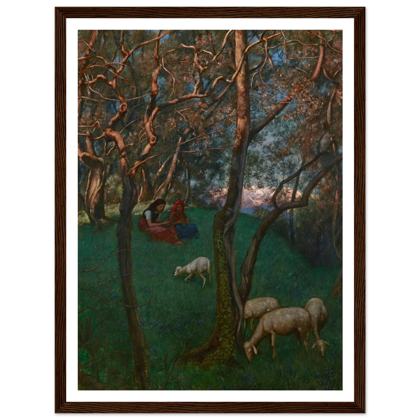 Olive Grove at Lake Garda (1892) Art Print | Hans Thoma - Framed Poster - 30x40 cm / 12x16″ - Black frame