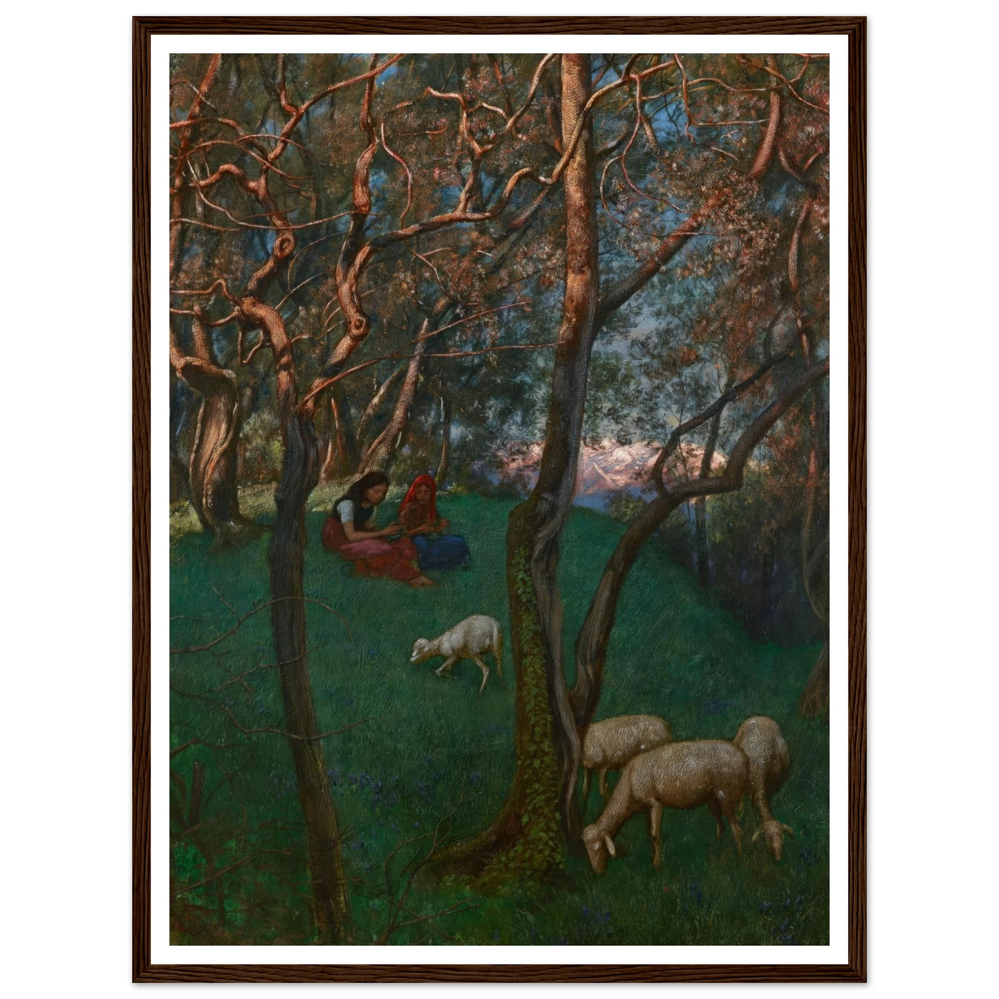 Olive Grove at Lake Garda (1892) Art Print | Hans Thoma - Framed Poster - 30x40 cm / 12x16″ - Black frame