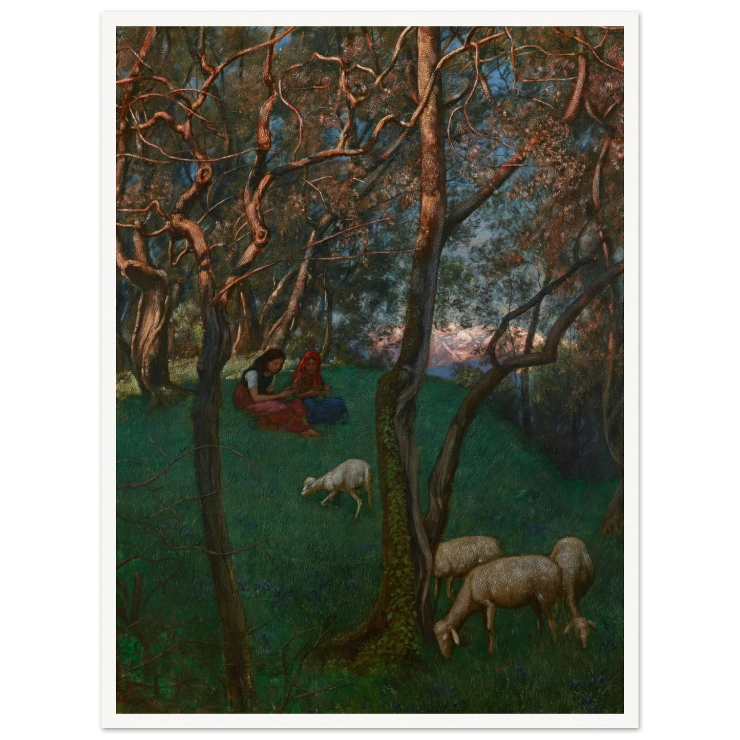 Olive Grove at Lake Garda (1892) Art Print | Hans Thoma - Framed Poster - 30x40 cm / 12x16″ - Black frame
