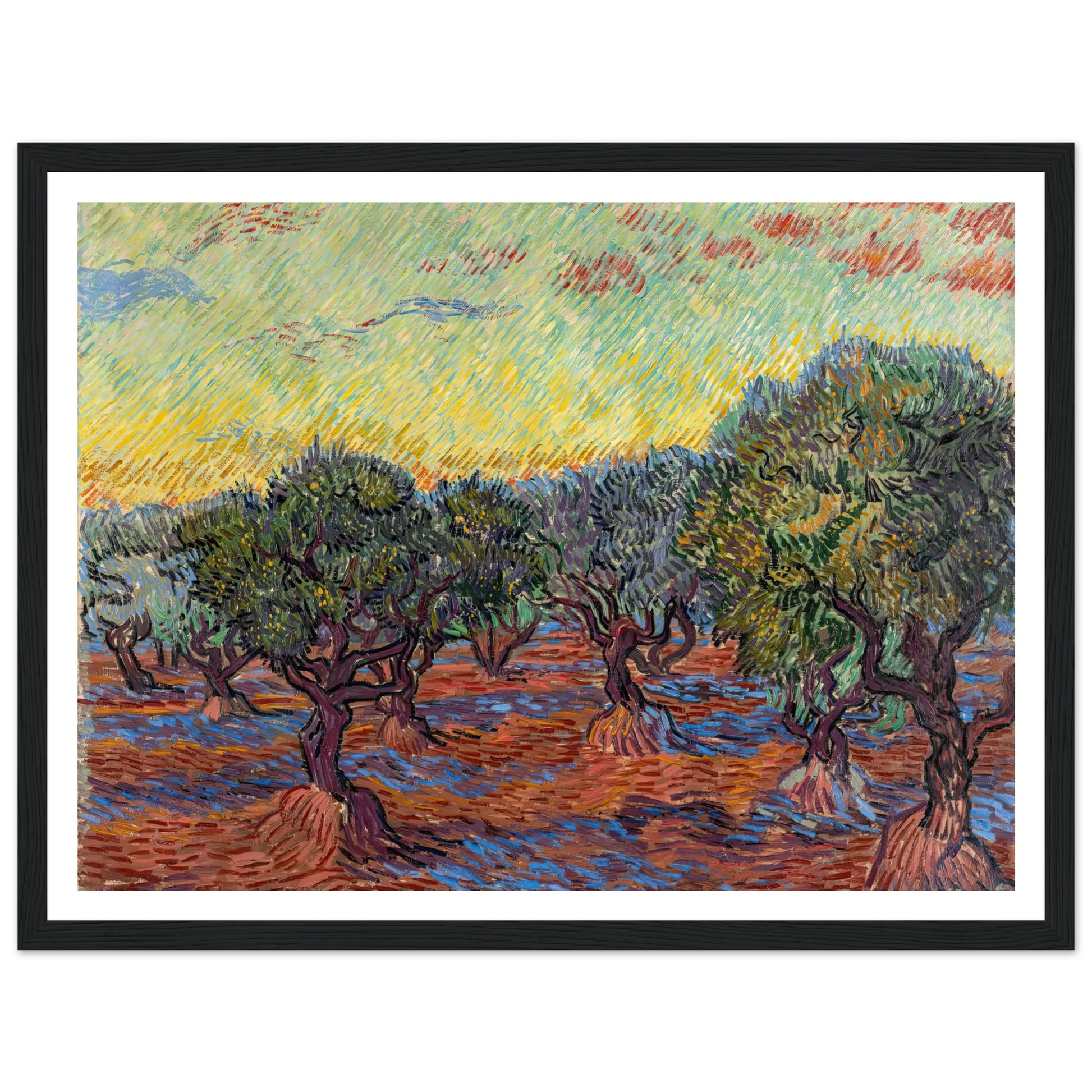 Olive Grove, Saint-Rémy (1889) Art Print | Vincent van Gogh - Framed Poster - 30x40 cm / 12x16″ - Black frame