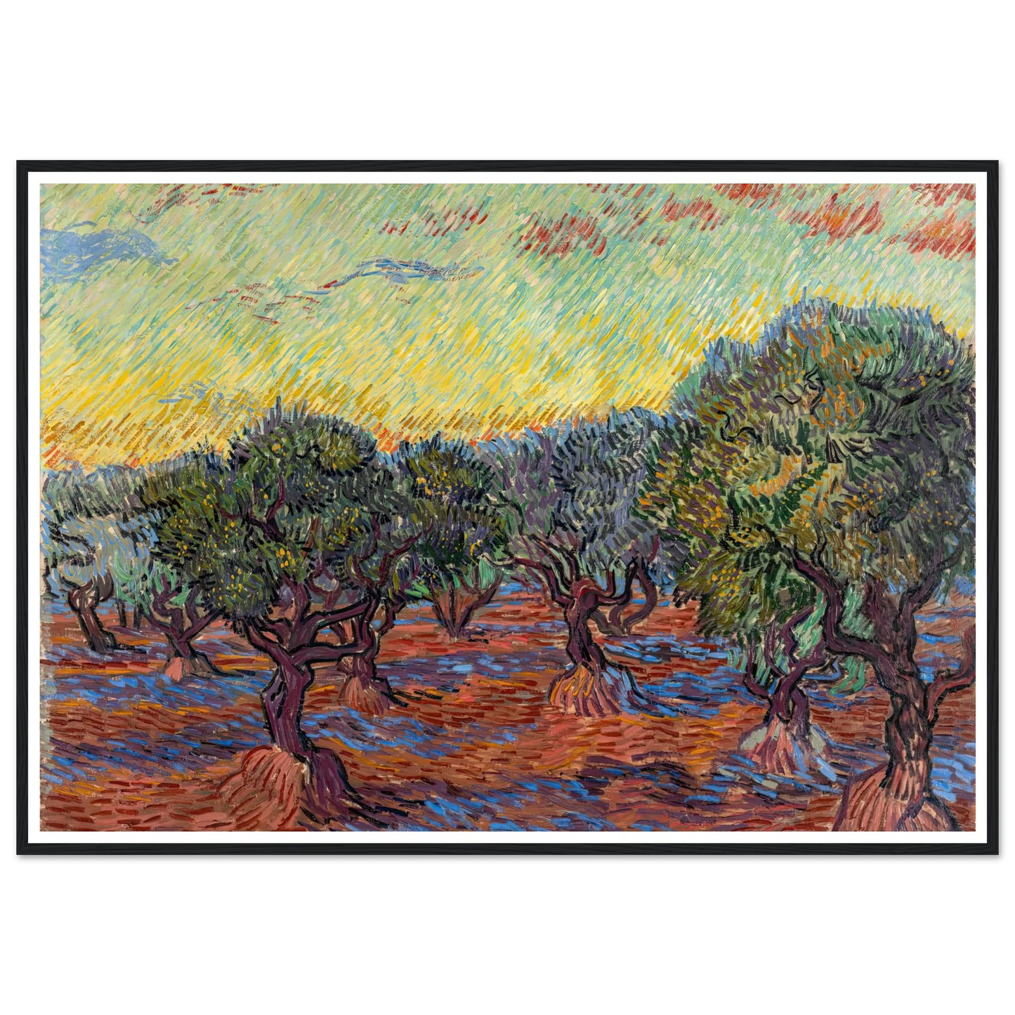 Olive Grove, Saint-Rémy (1889) Art Print | Vincent van Gogh - Framed Poster - 30x40 cm / 12x16″ - Black frame
