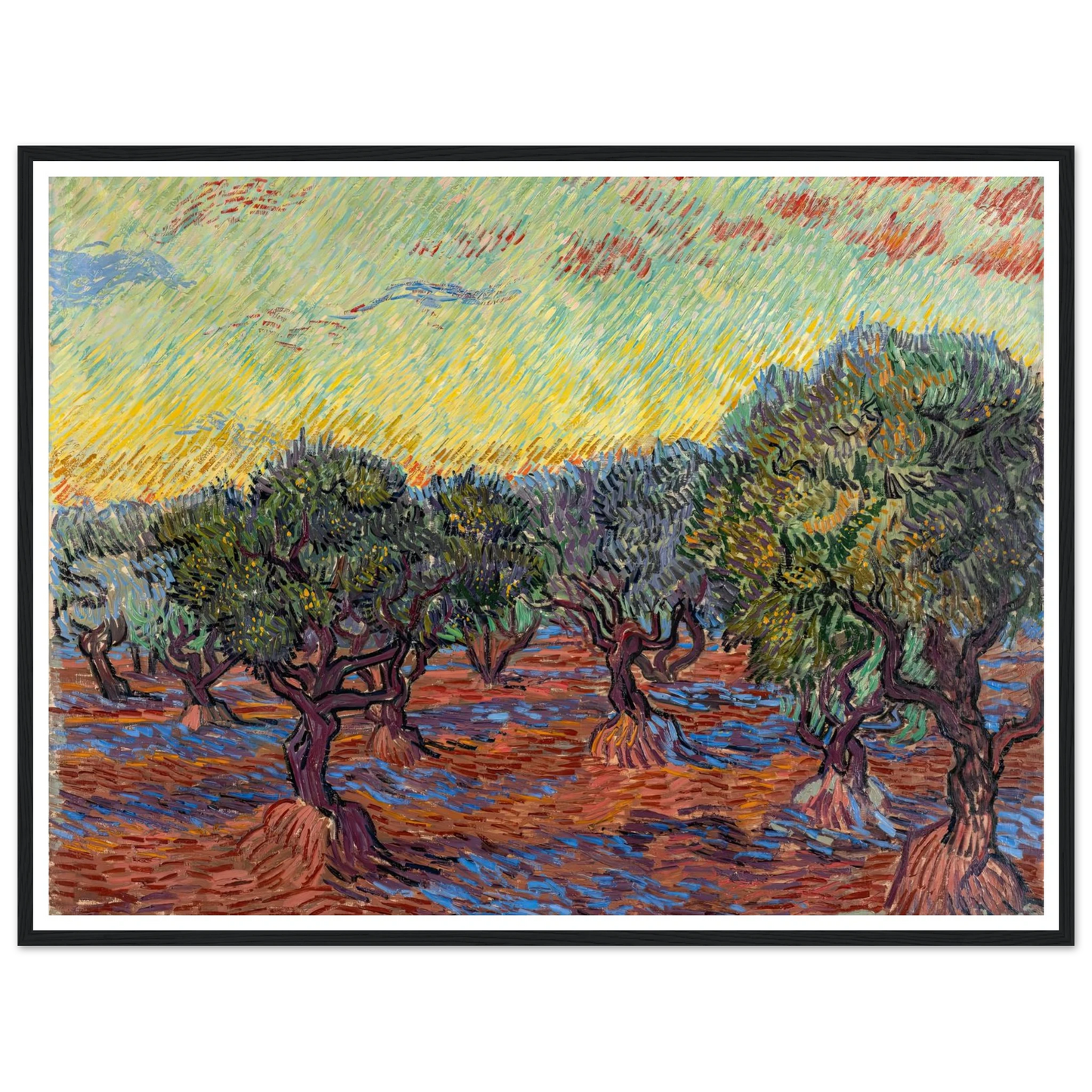 Olive Grove, Saint-Rémy (1889) Art Print | Vincent van Gogh - Framed Poster - 30x40 cm / 12x16″ - Black frame