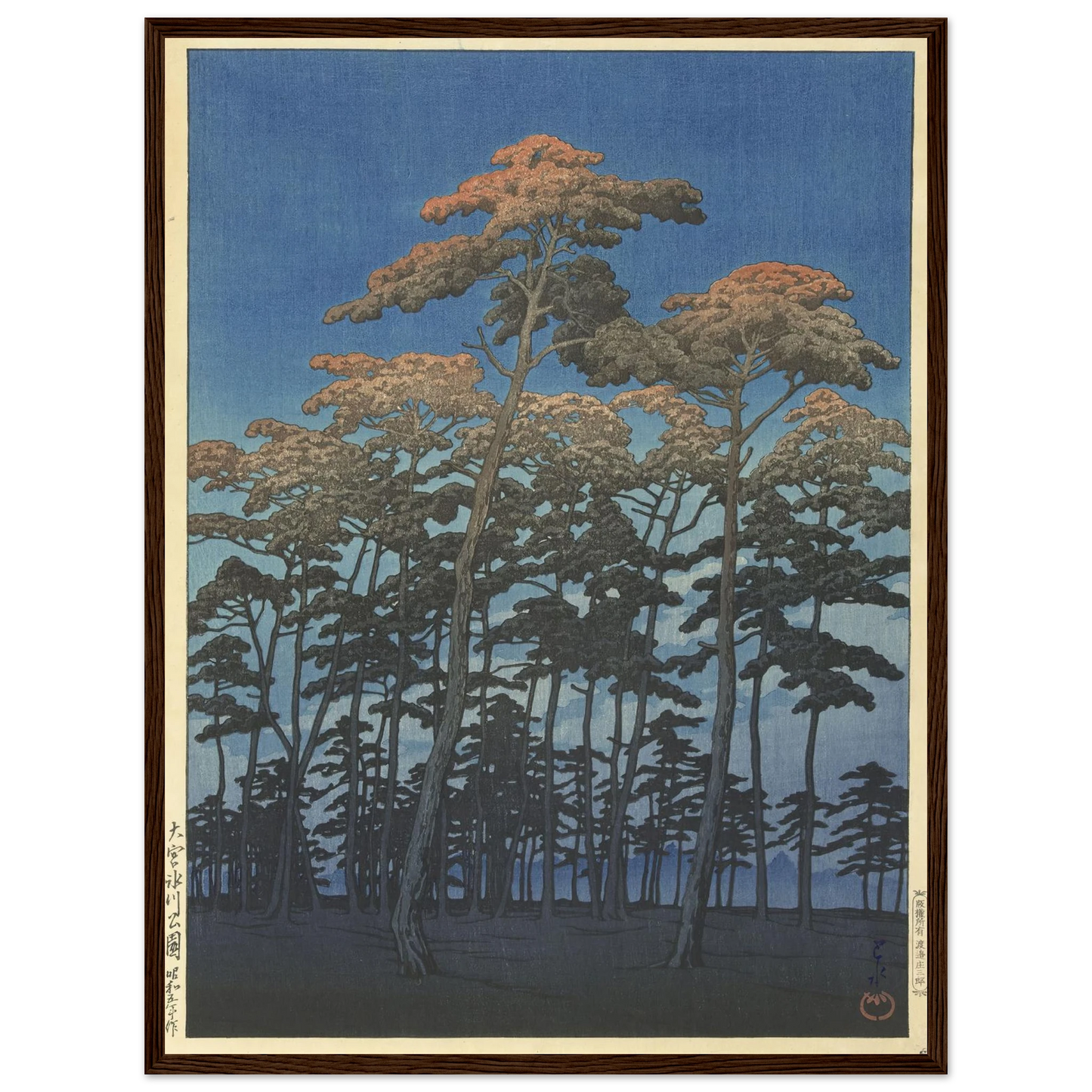 Omiya Hikawa koen (Hikawa Park, Omiya)_1930 (1930) Art Print | Kawase Hasui - Framed Poster - 30x40 cm / 12x16″ - Black frame