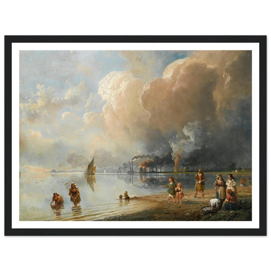 On the banks of the forth, Edinburgh Art Print | Carlo Bossoli - Framed Poster - 30x40 cm / 12x16″ - Black frame