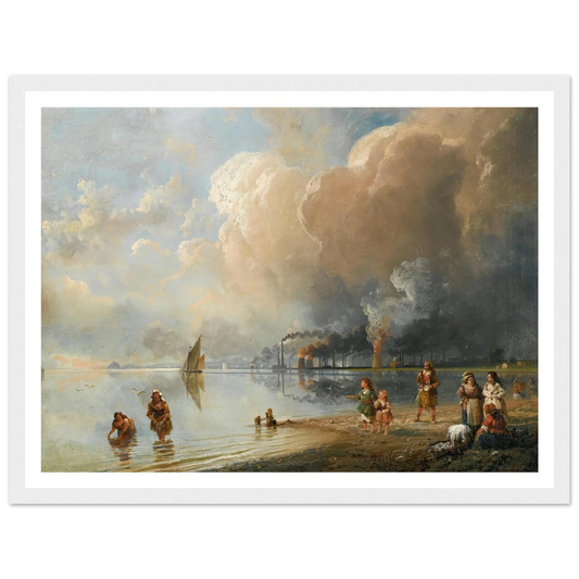 On the banks of the forth, Edinburgh Art Print | Carlo Bossoli - Framed Poster - 30x40 cm / 12x16″ - Black frame