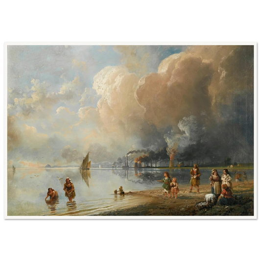 On the banks of the forth, Edinburgh Art Print | Carlo Bossoli - Framed Poster - 30x40 cm / 12x16″ - Black frame