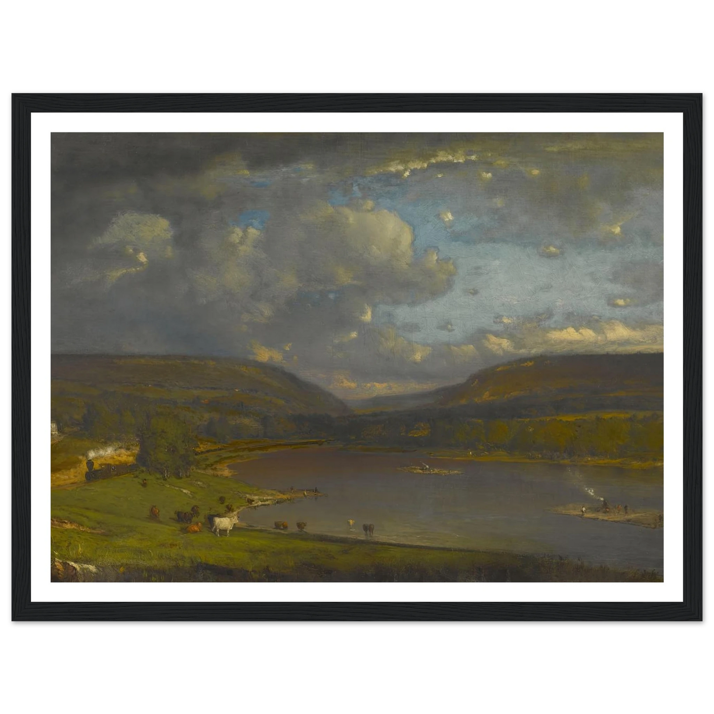 On the Delaware River Art Print | George Inness - Framed Poster - 30x40 cm / 12x16″ - Black frame