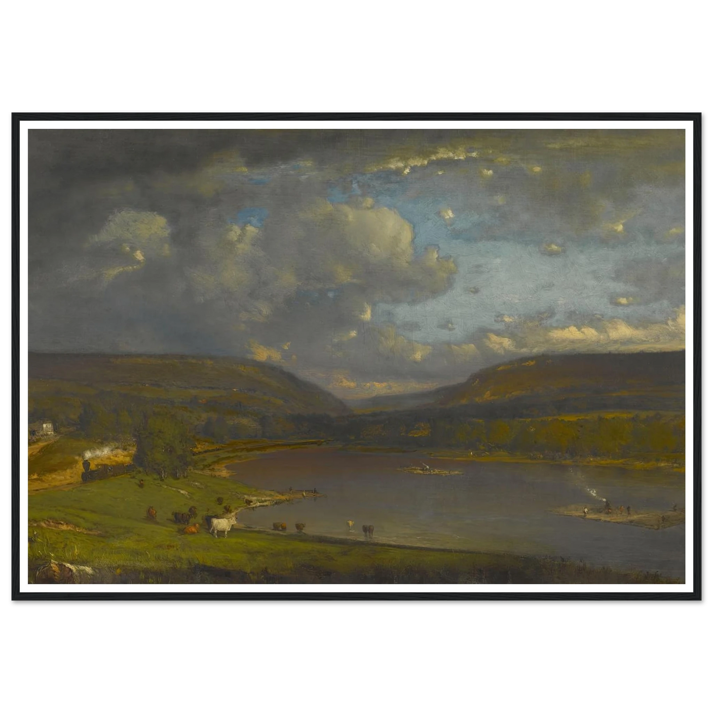 On the Delaware River Art Print | George Inness - Framed Poster - 30x40 cm / 12x16″ - Black frame