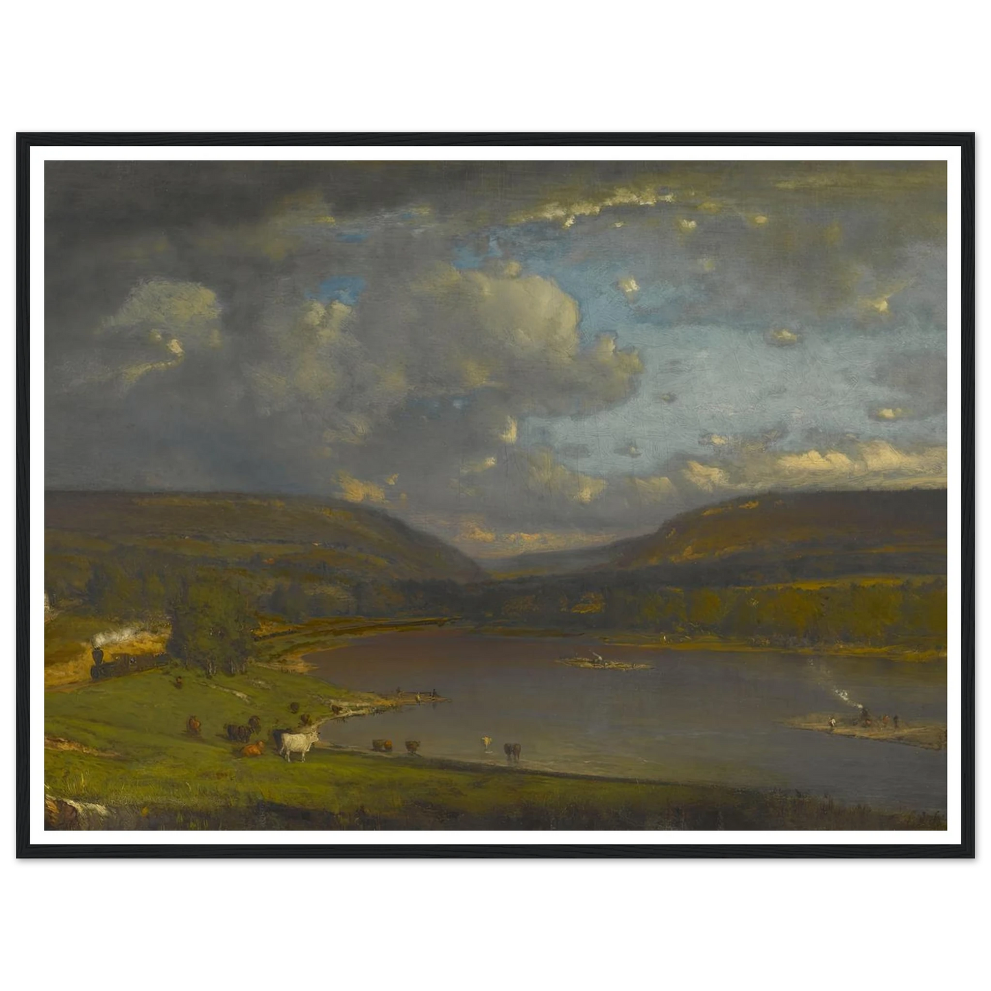 On the Delaware River Art Print | George Inness - Framed Poster - 30x40 cm / 12x16″ - Black frame