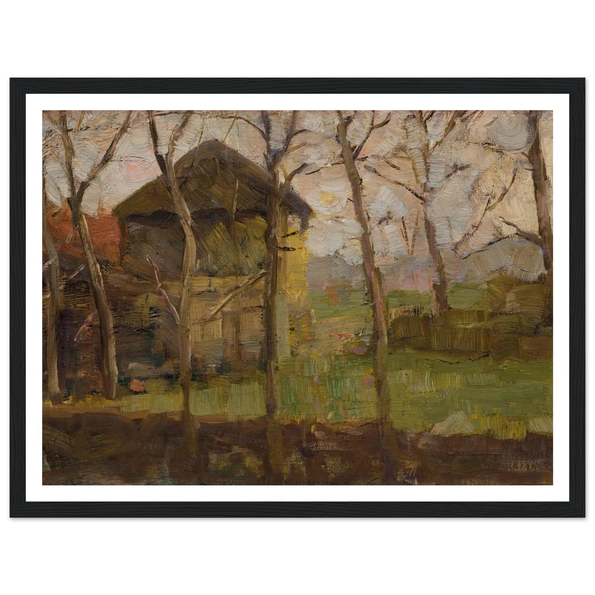 Op de Ringdijk, Watergraafsmeer (1902) Art Print | Piet Mondrian - Framed Poster - 30x40 cm / 12x16″ - Black frame