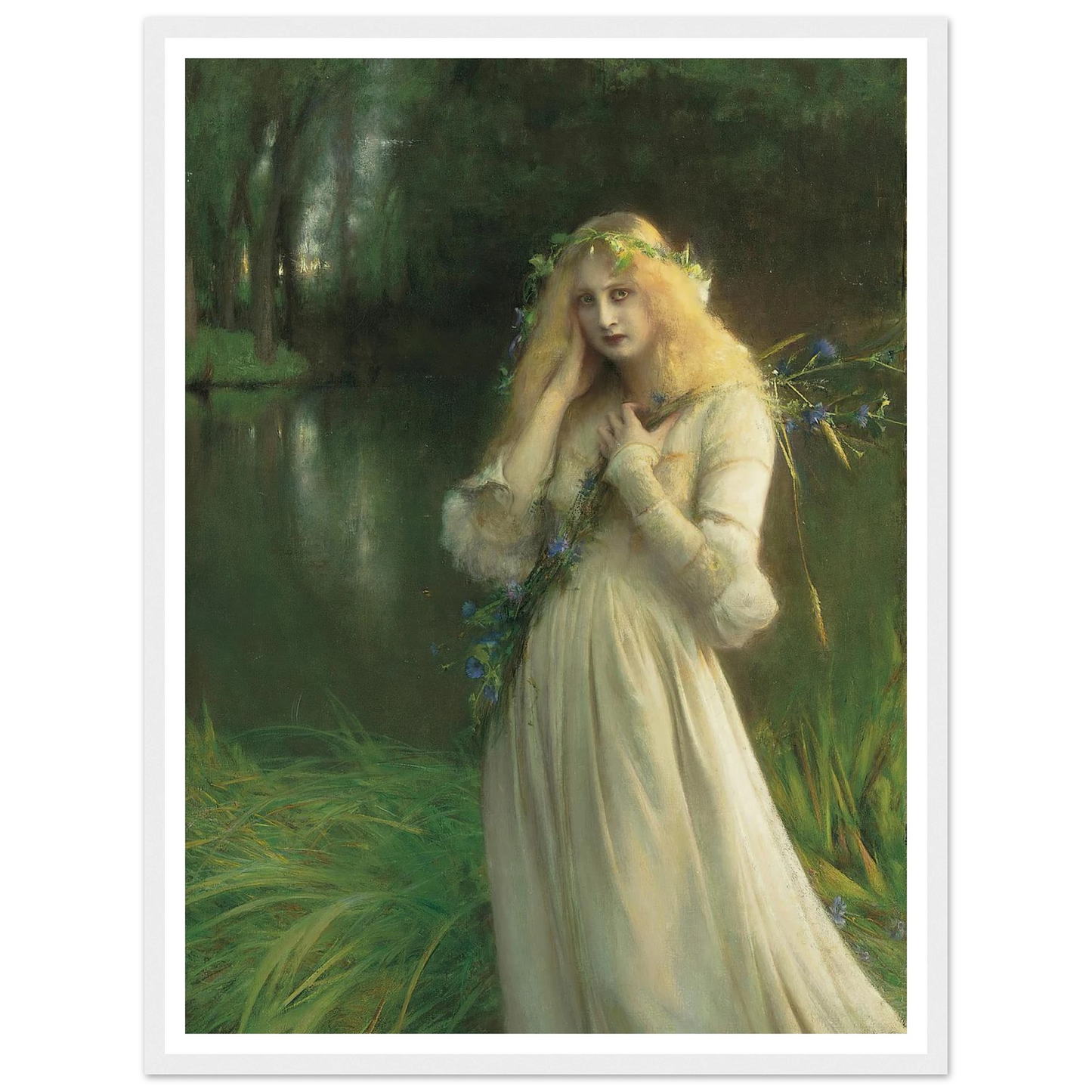 Ophelia (1900) Art Print | Pascal Adolphe Jean Dagnan Bouveret - Framed Poster - 30x40 cm / 12x16″ - Black frame
