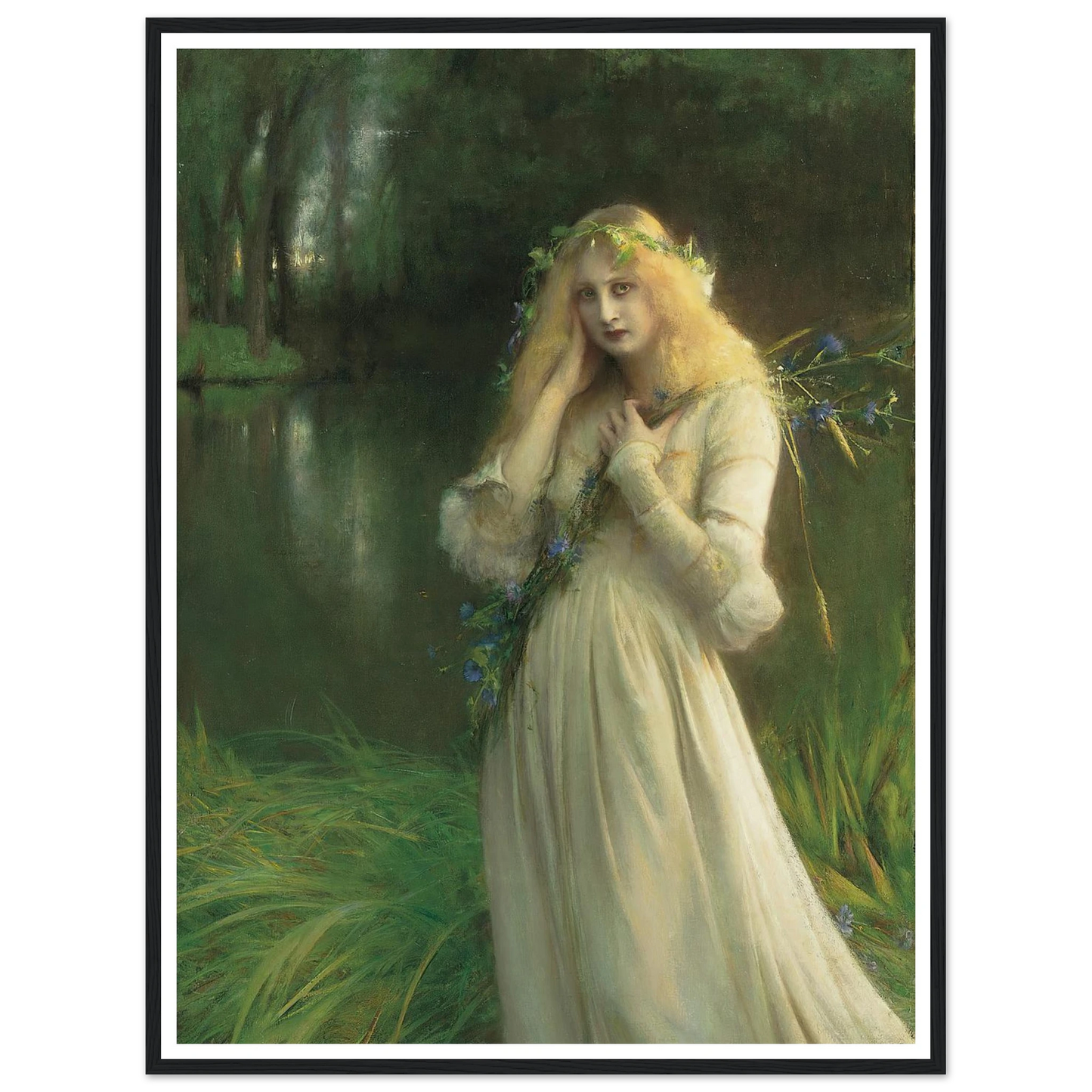 Ophelia (1900) Art Print | Pascal Adolphe Jean Dagnan Bouveret - Framed Poster - 30x40 cm / 12x16″ - Black frame