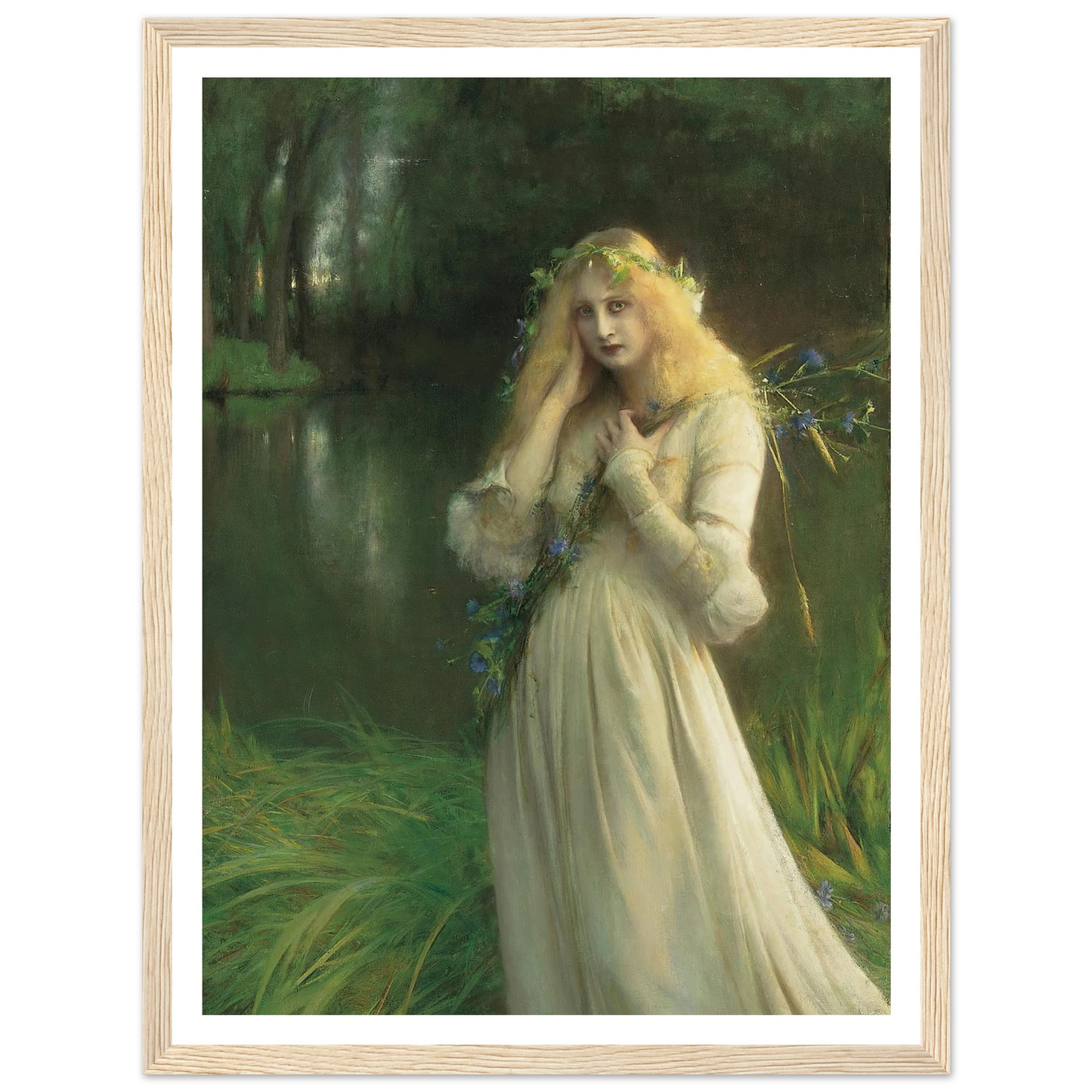 Ophelia (1900) Art Print | Pascal Adolphe Jean Dagnan Bouveret - Framed Poster - 30x40 cm / 12x16″ - Black frame